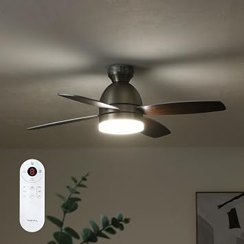 VENTOTA Ceiling Fan Light with Remote Control, Energy Saving, Air Circulation, Cooling and Heating Ventilation, LED Dimming and Color Temperature Control, Timer, Airflow Control, Ceiling Light with