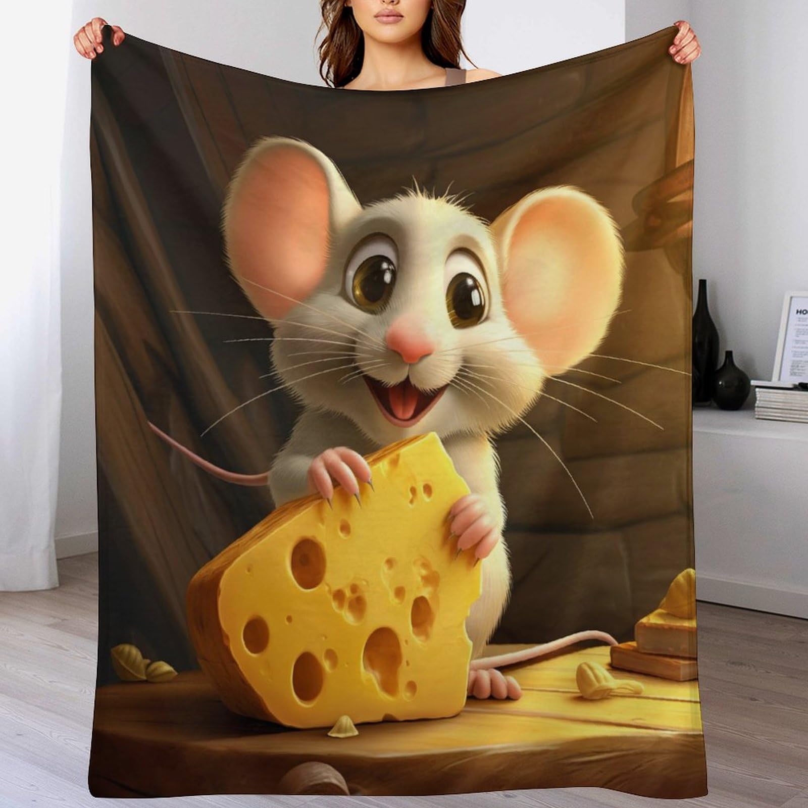Couverture polaire souris douce et jeté de canapé flannel résistant