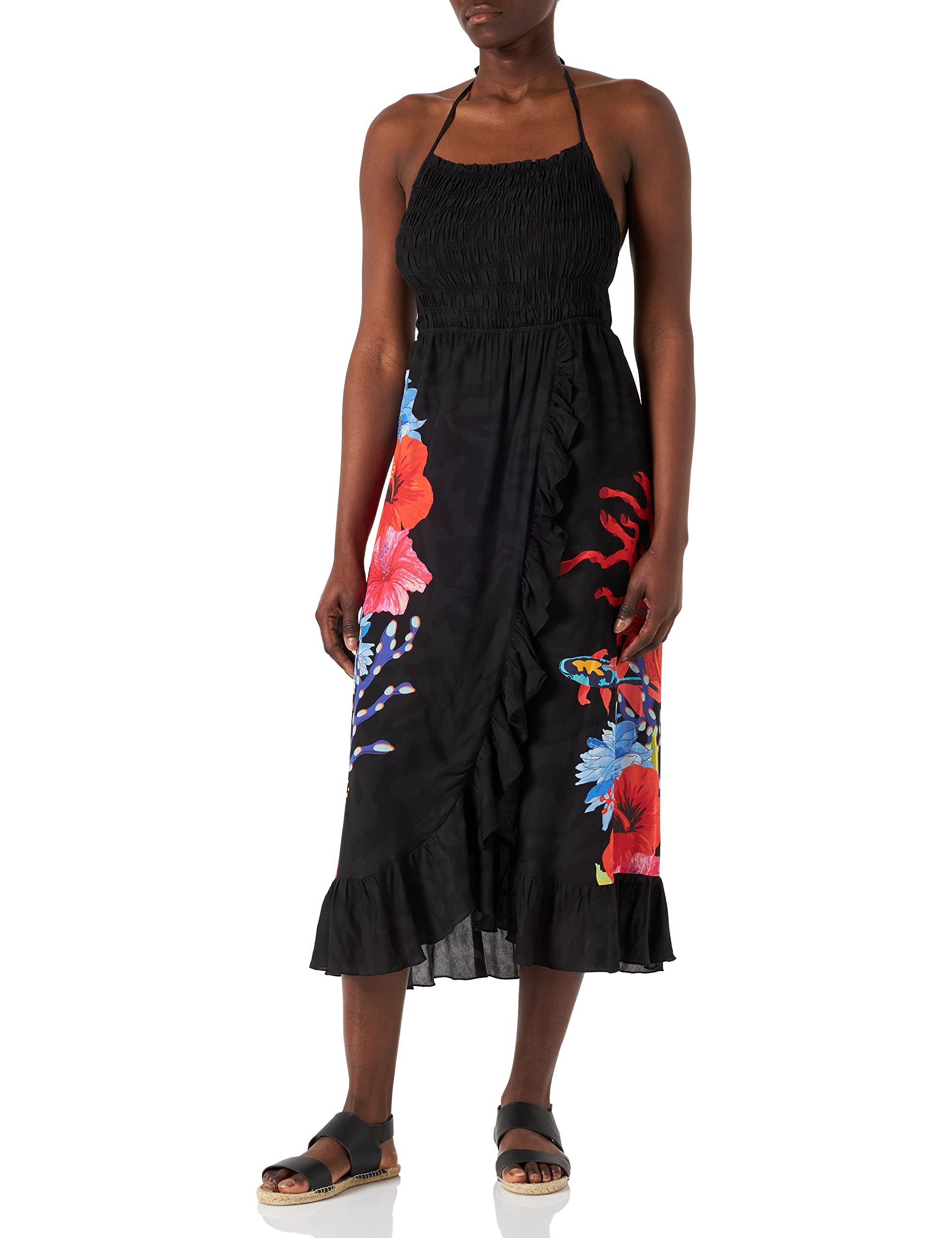 Desigual Women's Black Vest_pomelo Swimwear Cover Up, Medium