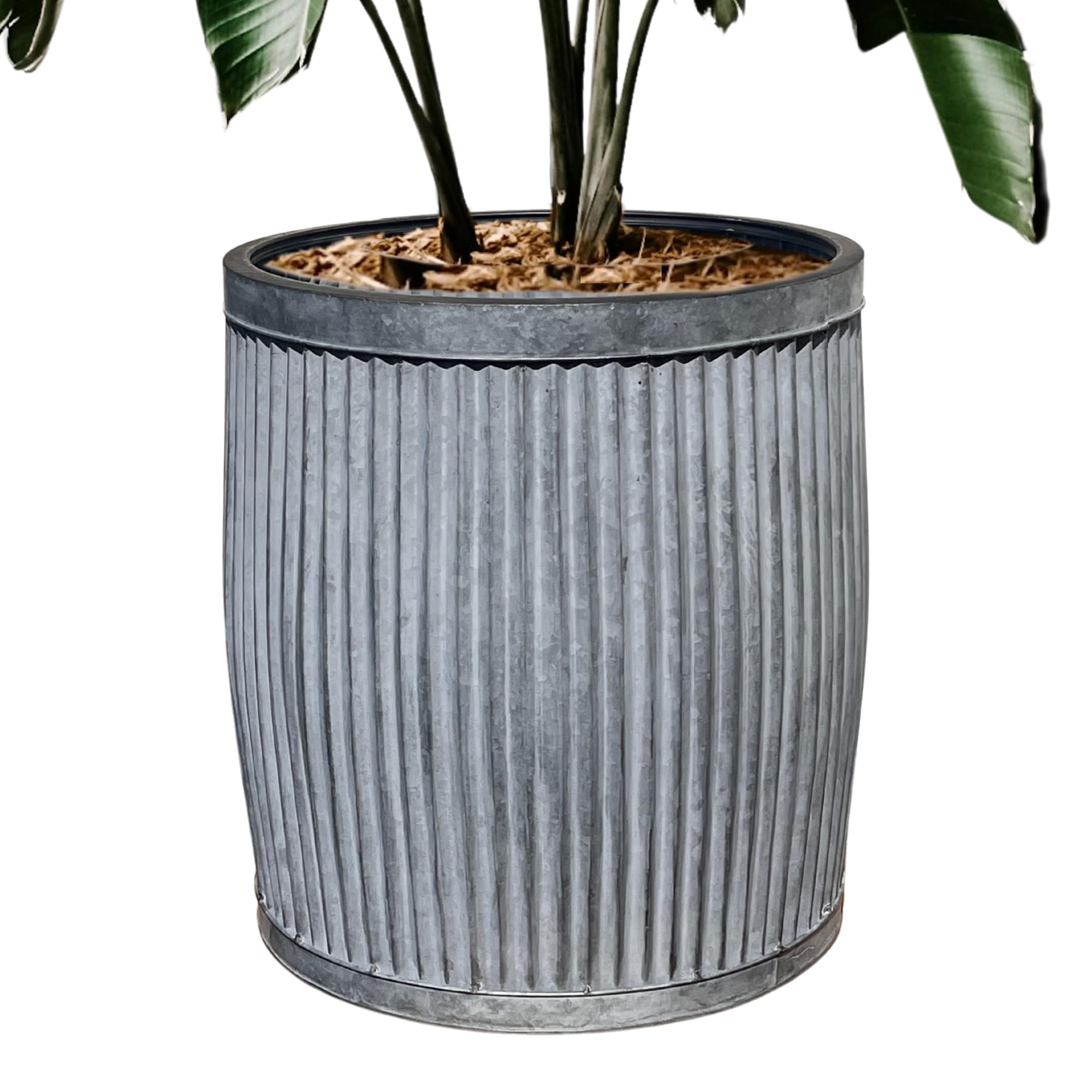 Tatty Goose Large Vintage Ribbed Design Galvanised Dolly Tub Planter