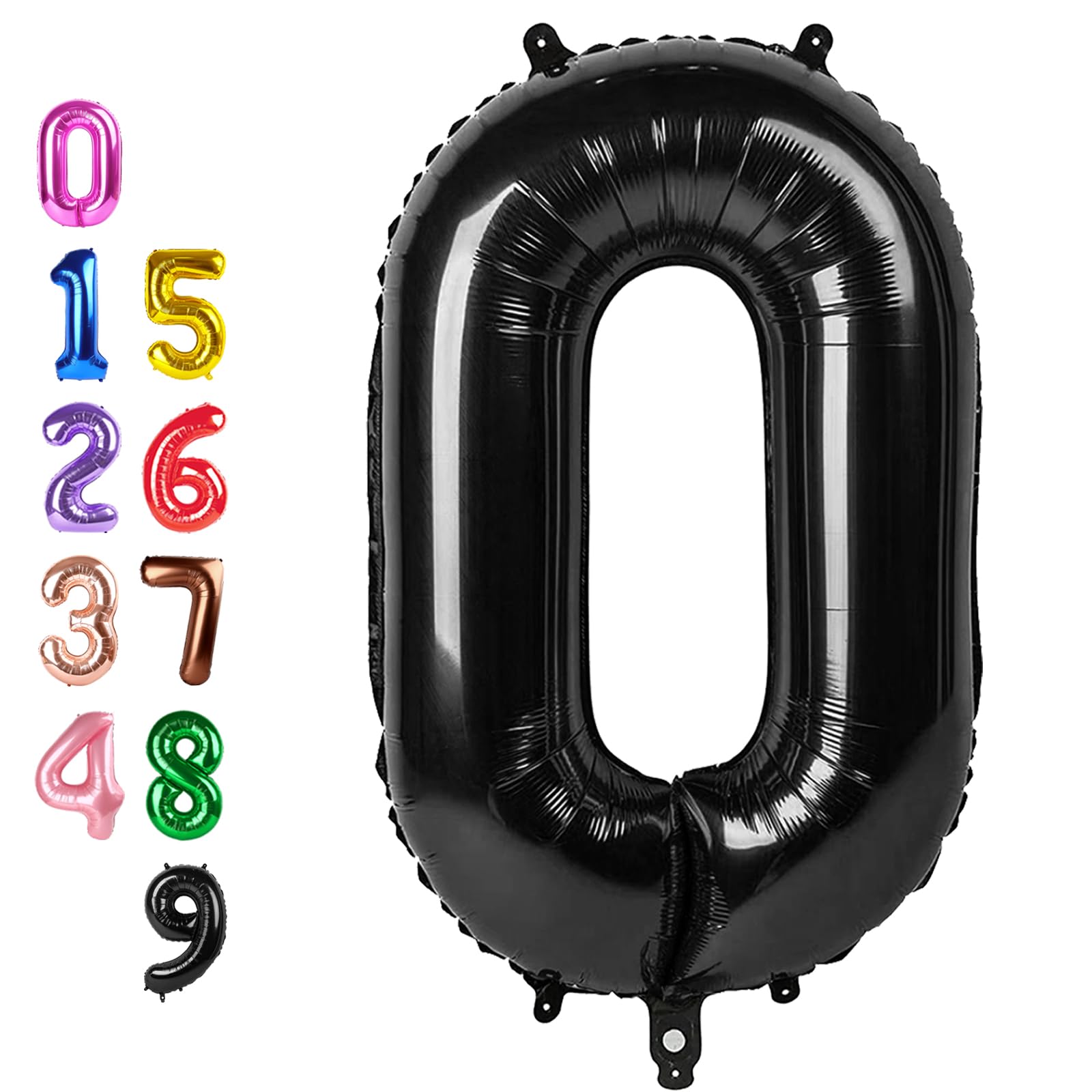 0 Balloon 40 inch Black Number Balloons for 10th Birthday Party Decorations