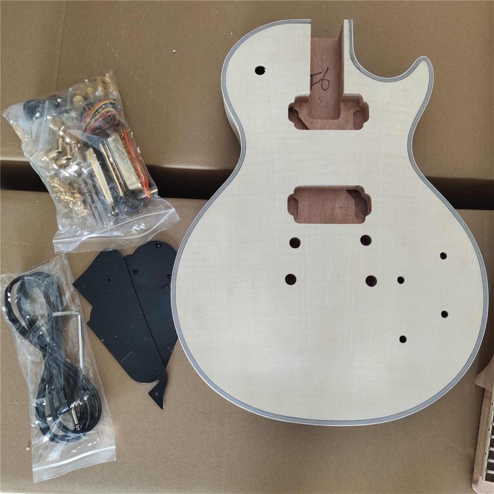 1 Zestaw Niedokończony Gryf Gitary Elektrycznej I Czarny Mahoniowy Zestaw Gitarowy DIY Wszystkie Części Profesjonalny zestaw do gitary elektrycznej
