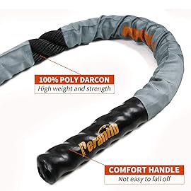 Perantlb Battle Rope with cloth sleeve -1.5/2 Inch Diameter 30\' 40\' 50\' Lengths -Gym Muscle Toning Metabolic Workout Fitness, battle rope Anchor Strap Kit Included (1.5 x 30 ft Length)