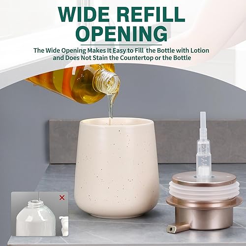 Miniatura 3 de Bosilunlife Dispensador de jabón de manos, dispensador de jabón de cerámica de 12 onzas, dispensador de jabón líquido recargable para baño,