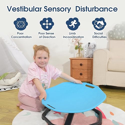 Miniatura 2 de Silla Giratoria Sensorial para Niños Autistas, Silla Giratoria Mejorada para Niños con Manijas, Mejora el Enfoque y el Equilibrio, Ideal para Equipo