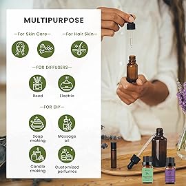 yethious Lavender Peppermint Oil Set Lavender Aromatherapy Oils for Diffuser, Perfume, Soap, Candle Making 2 Pack 10ML