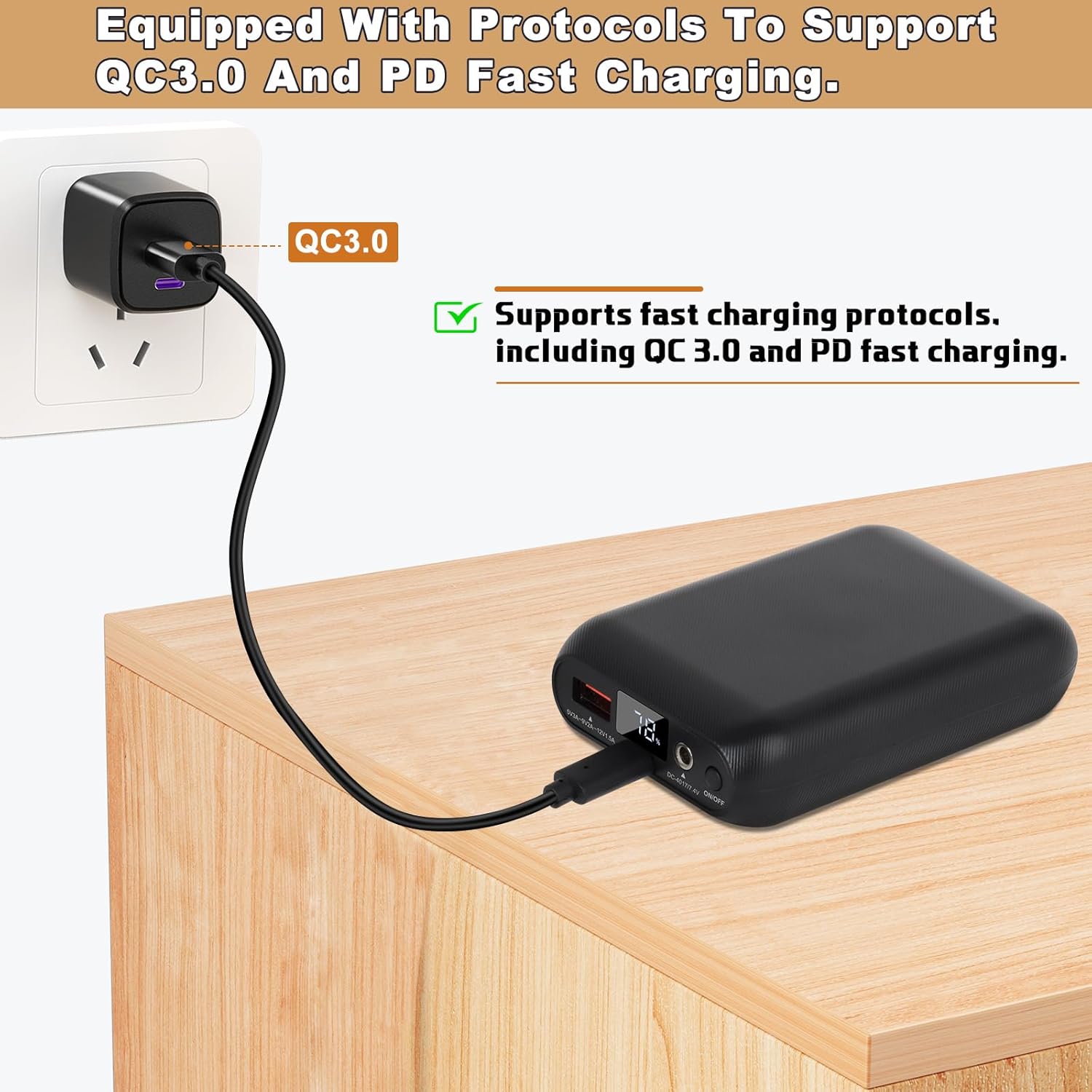 BIAL 7.4V 16000mAh Heated Vest Battery Pack, Rechargeable Power Bank for 7.4V Heated Vest, Heated Jacket, Pants Compatible with ORORO and Venustas - Image 6