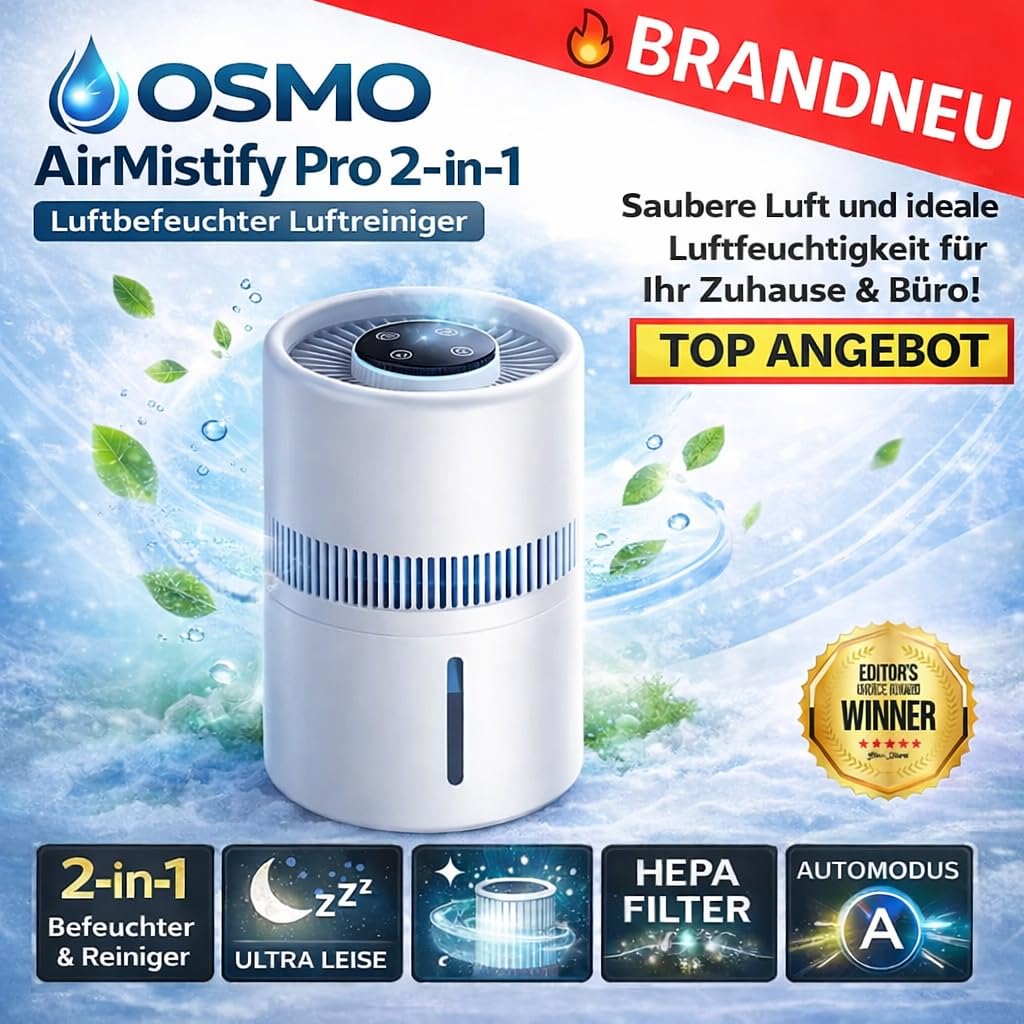 Osmo AirMistify Pro 2 w 1 nawilżacz powietrza, oczyszczacz powietrza, cichy, do domu i biura