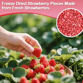 Amilutuo Freeze Dried Strawberries Pieces, 3.17OZ/90g Frozen Strawberries