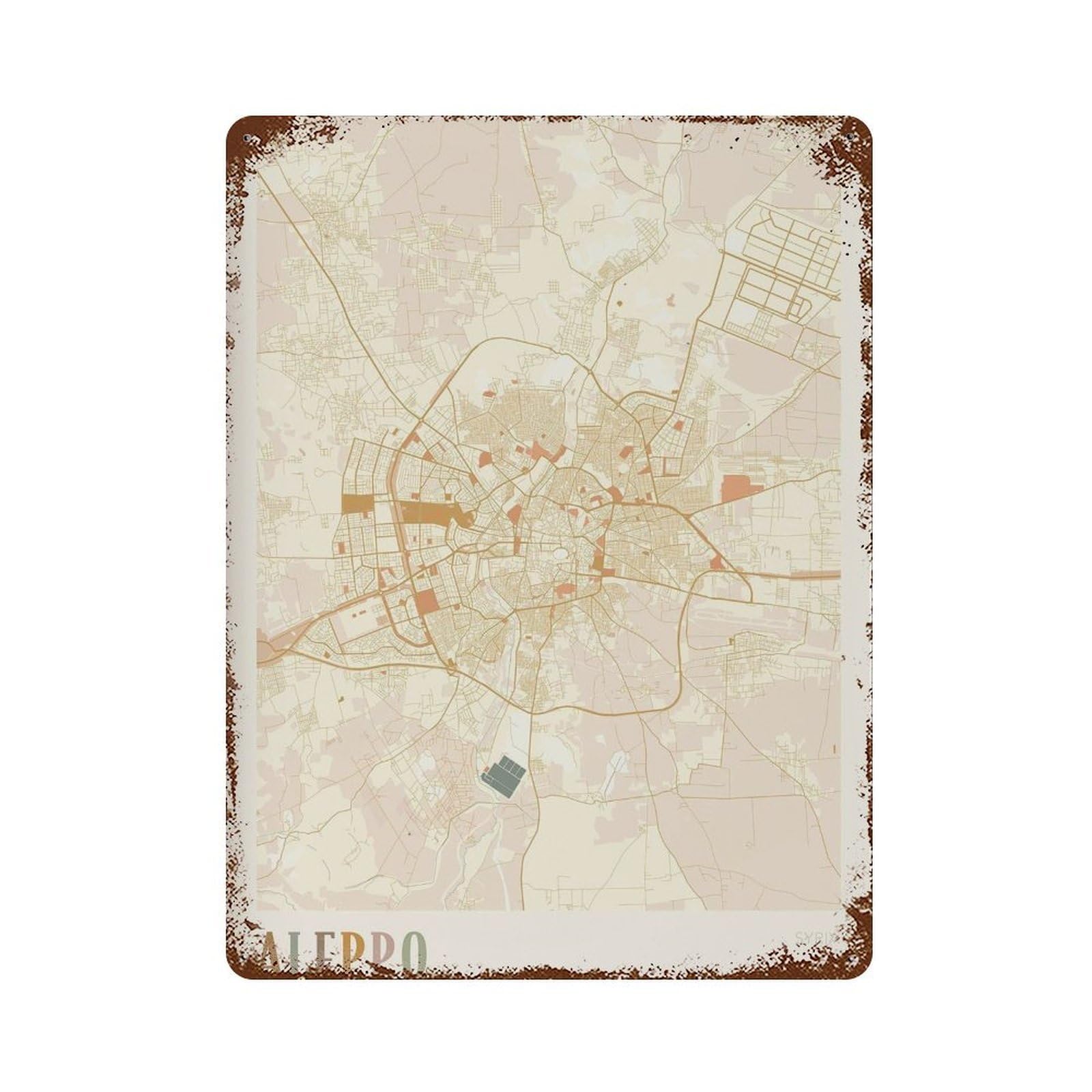 xiaoxiaoshen Aleppo Map Syria Travel Gift Boho (2) Wall Decor Art Metal Tin Poster Modern Home Decor Art Home Bar Shop Decorations Vintage Sign 40x30cm