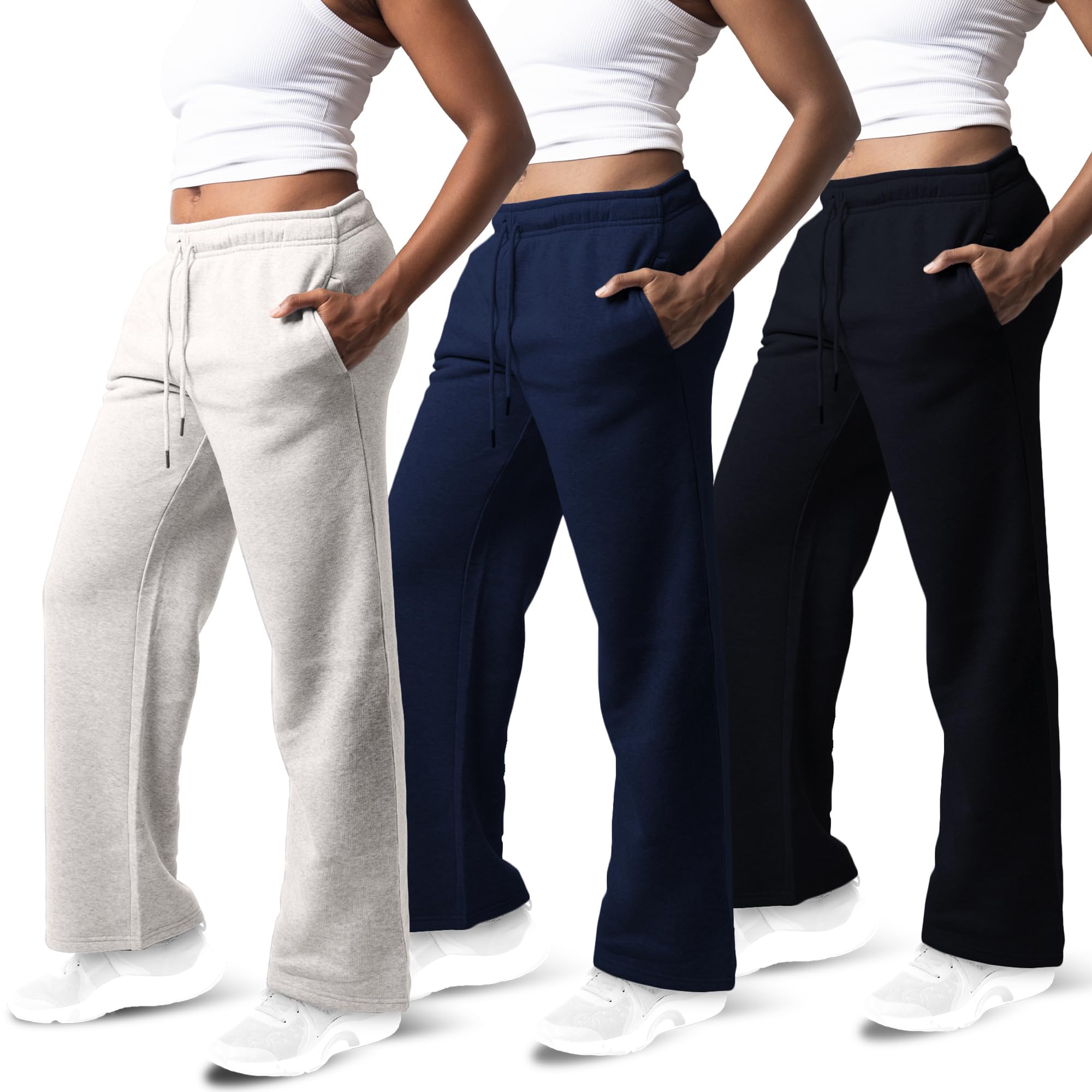 Common Stitch 3 Pack Sweatpants Women Wide Leg Womens Sweatpants Workout - Yoga Pants Available in Plus