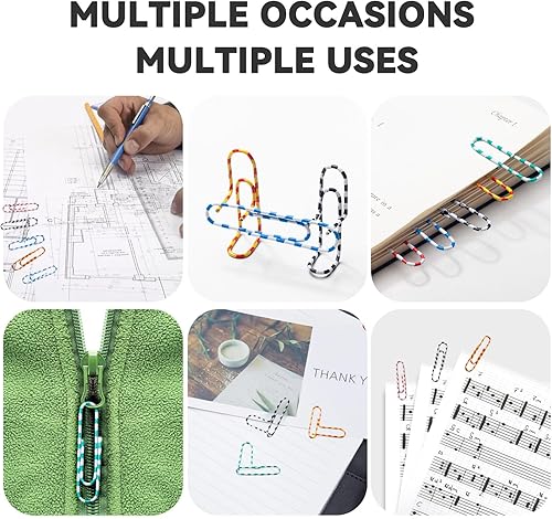 Miniatura 5 de 300 clips de papel grandes, clips de papel jumbo de 2 pulgadas, clips de papel de colores surtidos, ideales para oficina, escuela y uso personal