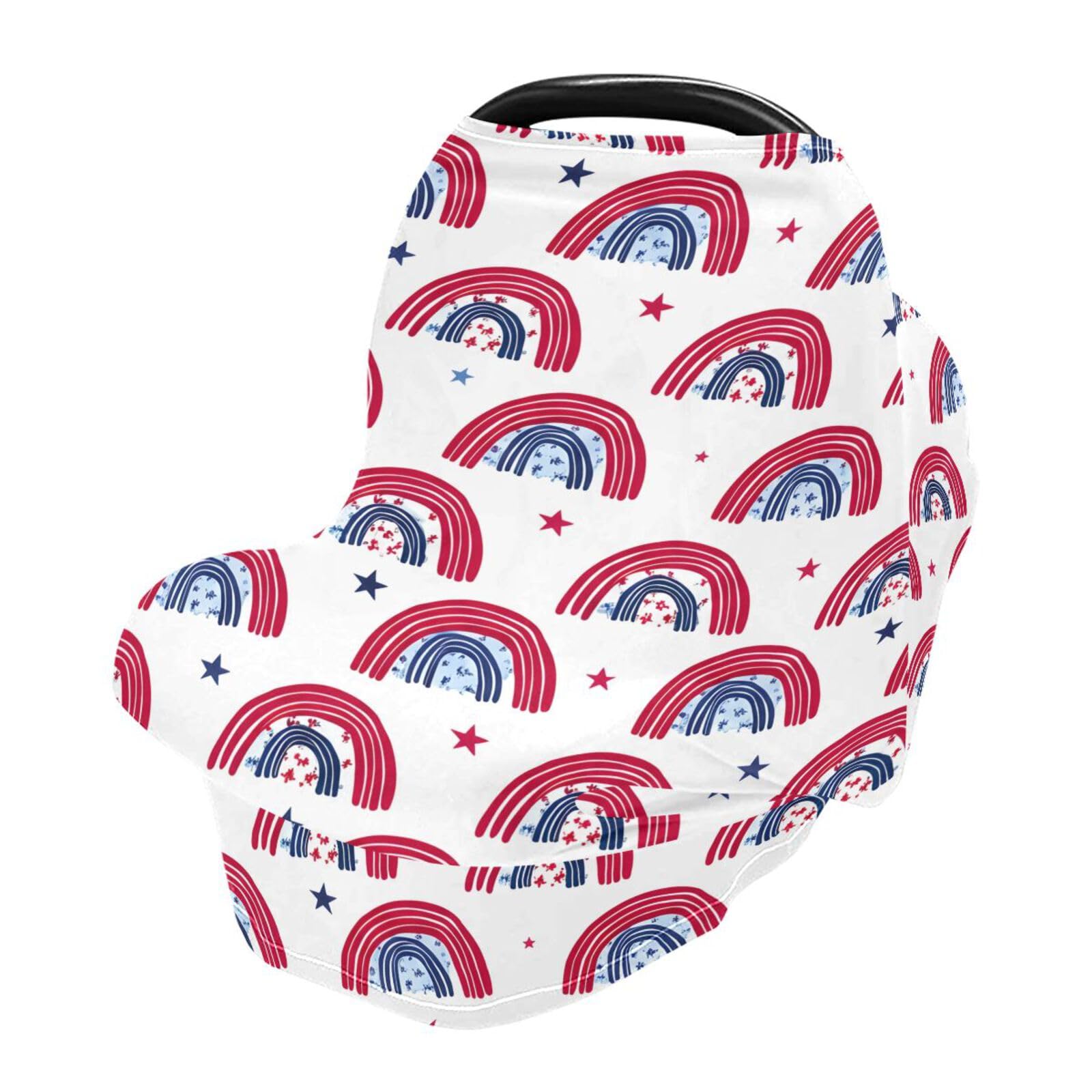 Bulletgxll Colorful Rainbows Stars Car Seat Covers for Babies Breathable Nursing Breastfeeding Cover Multi-Use Infant Carseat Canopy and Stroller Cover for Boys Girls