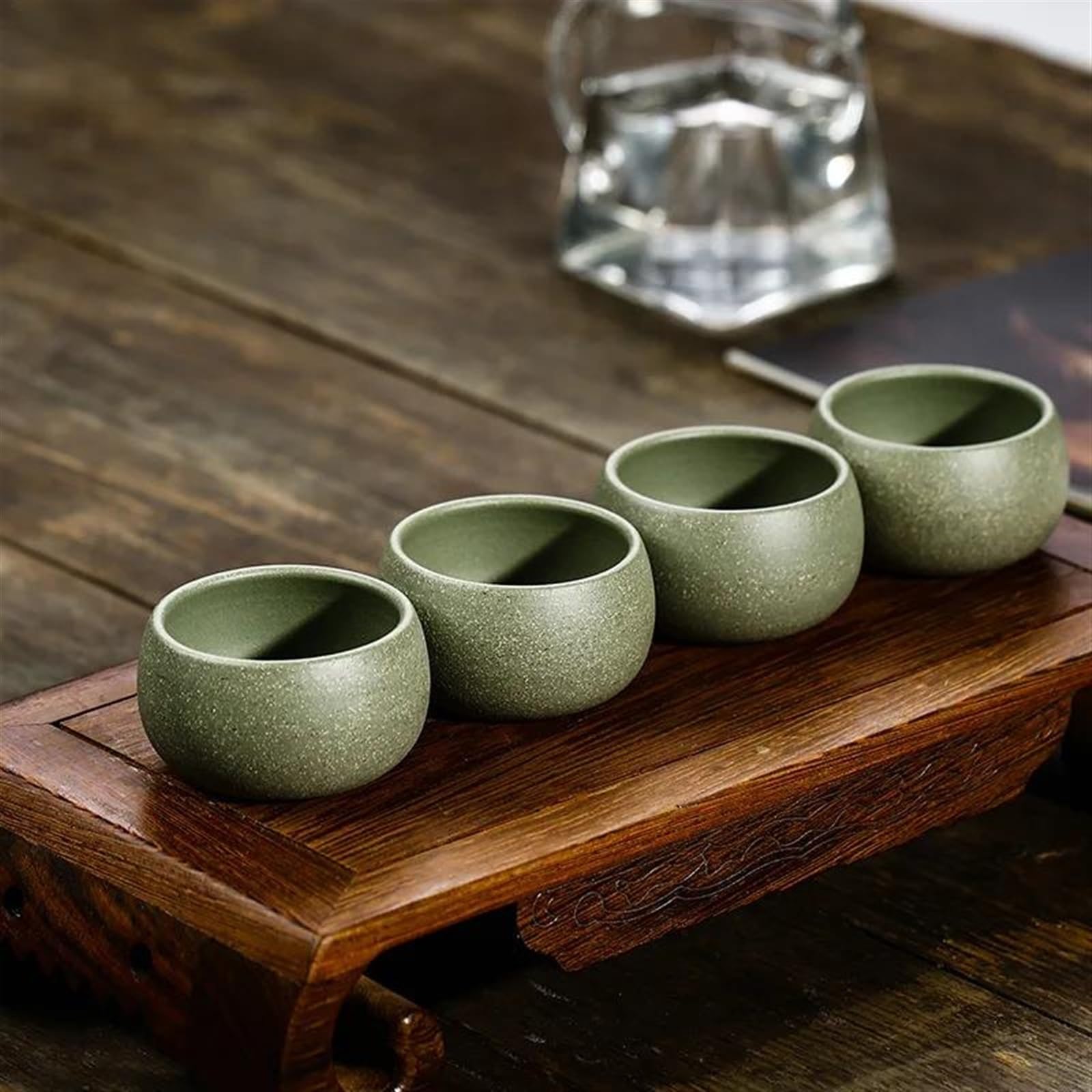 Teteras Tazón Té Hecho A Mano Taza Té Maestra Accesorios Juego Té Personalizados Taza Té Arcilla Púrpura Yixing Barro Verde Mineral Crudo 2 Unids/set Juego De Tetera Y Taza De Navidad