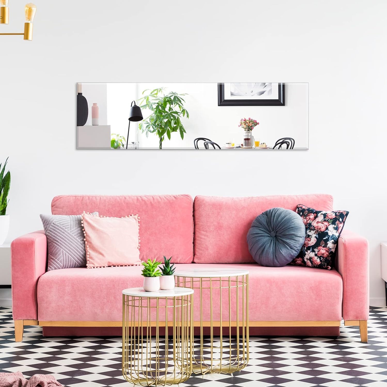 GOPLUS espejo de Pared Cuerpo Entero 110 cm x 38 cm, Espejo Rectangular Grande sin Marco, Estilo Moderno, para Salón Dormitorio Baño Vestidor, con Accesorios de Montaje