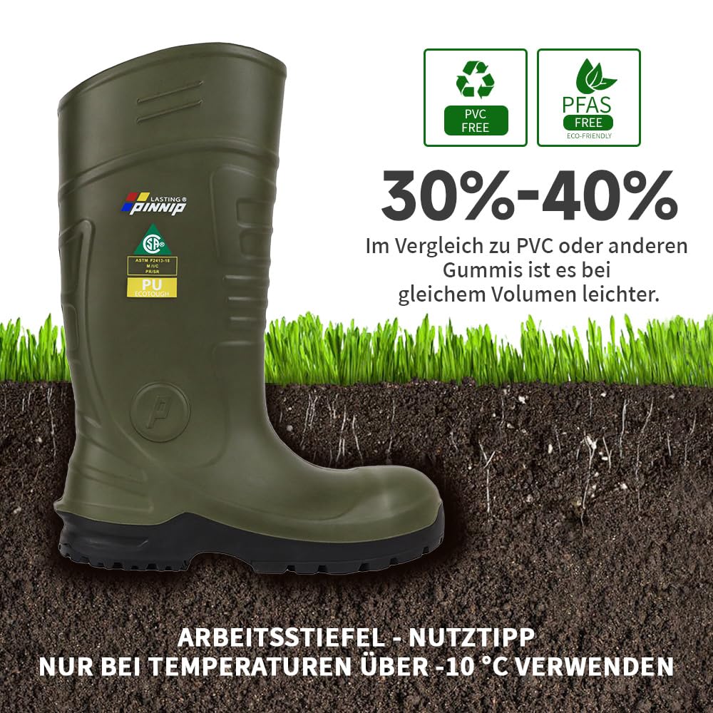 S5 Męskie buty ochronne – gumowe buty poliuretanowe ze stalowym noskiem i ochroną przed przebiciem, odporne na kwasy i oleje, wodoodporne, antypoślizgowe, do budownictwa i rolnictwa, CE