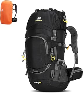 Eacam 60L Waterproof Hiking and Camping Backpack - Durable, Lightweight Large Hiking Backpack with Rain Cover, Multi Compa...