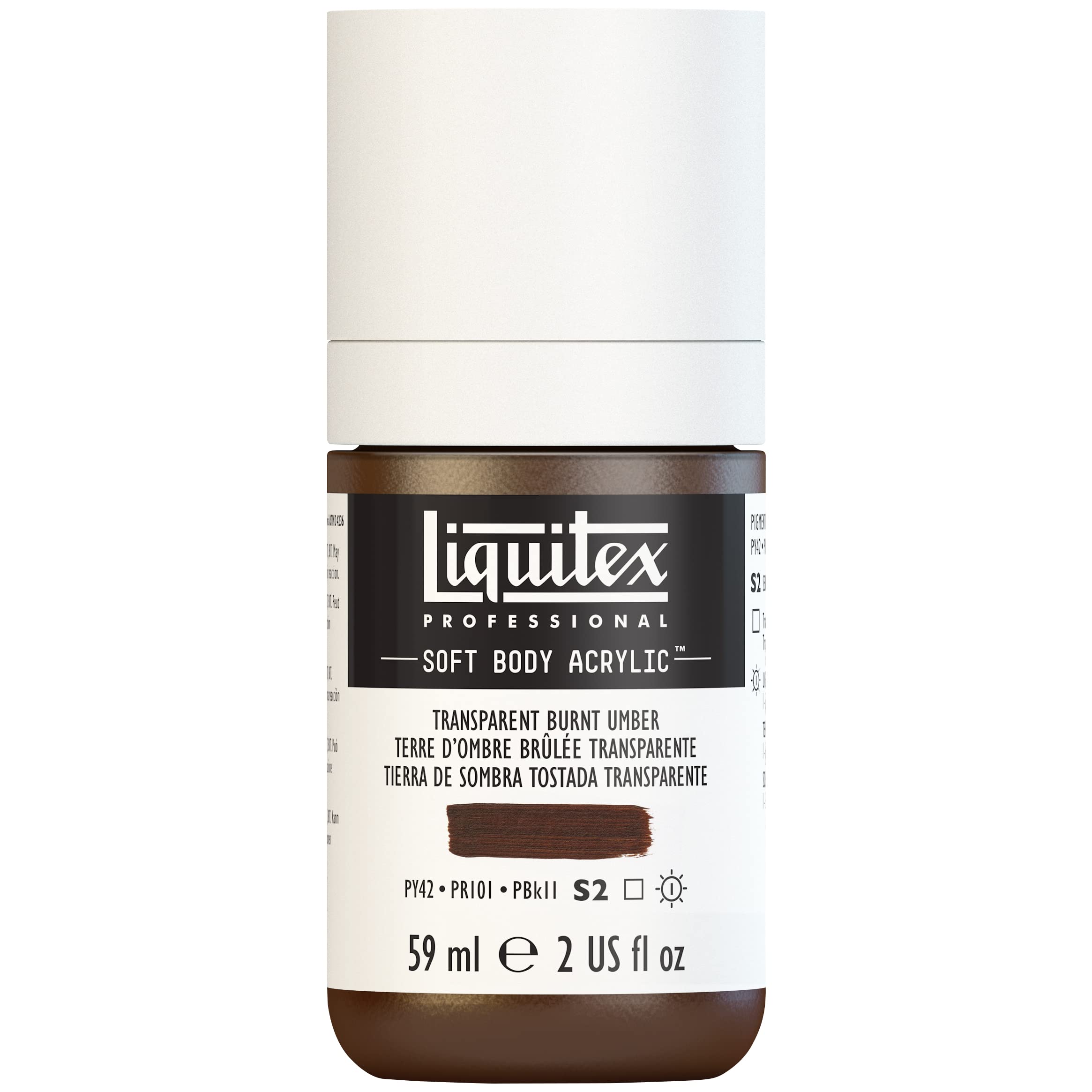 Liquitex 1959130 Professional Acrylic Paint Soft Body - Artist Paint in Creamy Opaque Consistency, High Pigmentation, Lightfast and Ageing Resistant, 59 ml Bottle - Burnt Umber Transparent