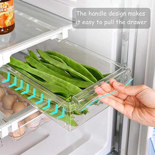 Miniatura 10 de URALFA Paquete de 2 organizadores de cajones para nevera, soporte para huevos extraíble para refrigerador, cajones de refrigerador para frutas y
