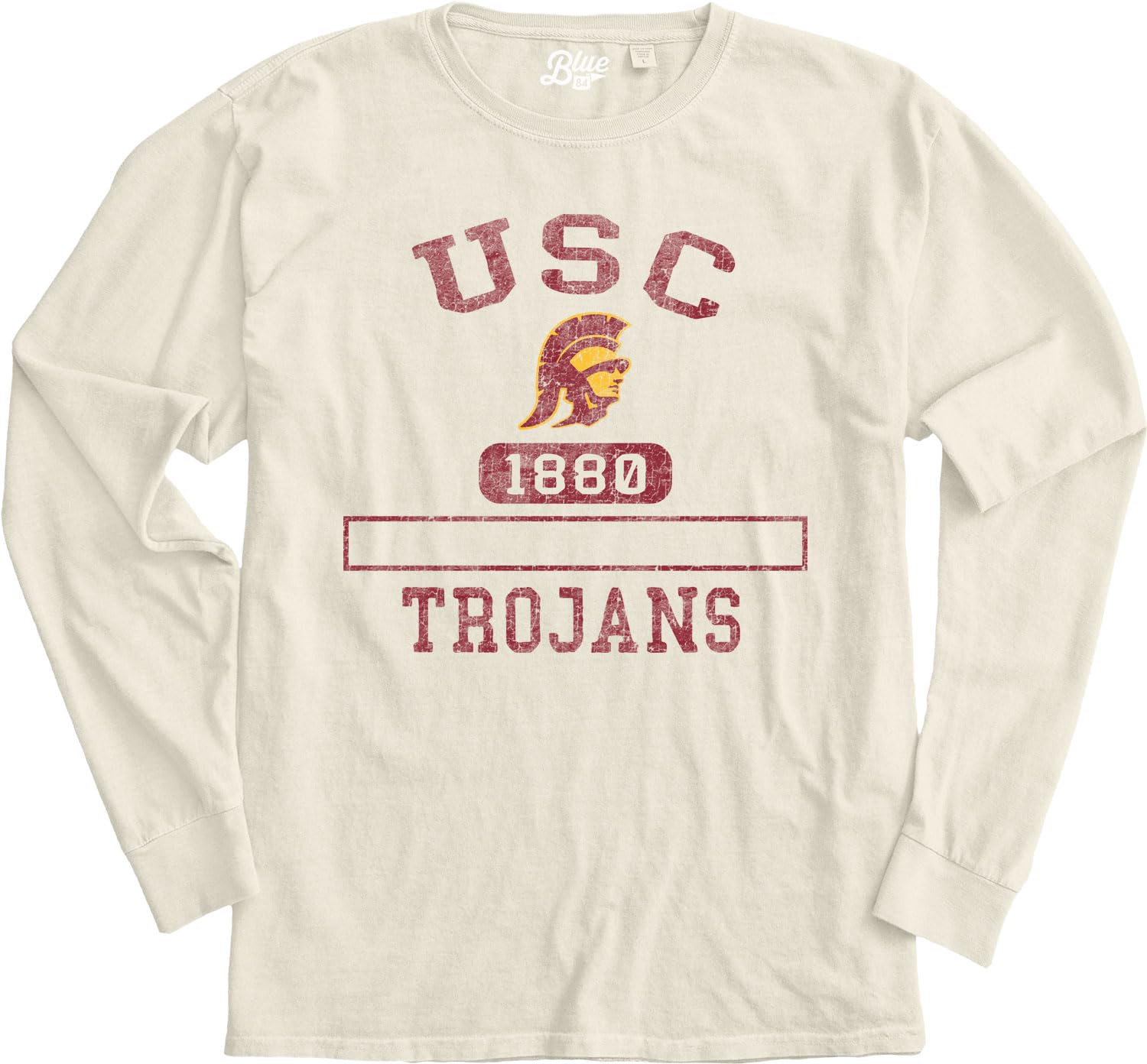 Blue 84 NCAA Officially Licensed Long Sleeve T-Shirt Ivory Dyed Ringspun