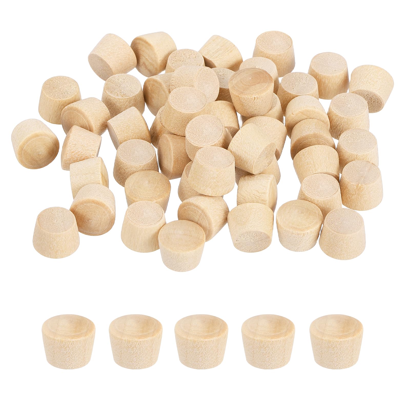 sourcing map 100 Pcs Wood Plugs, 11/32" Flat Head Wood Plugs for Screw Holes Wooden Screw Hole Covers for Furniture Cabinets DIY Projects Assortment Kit