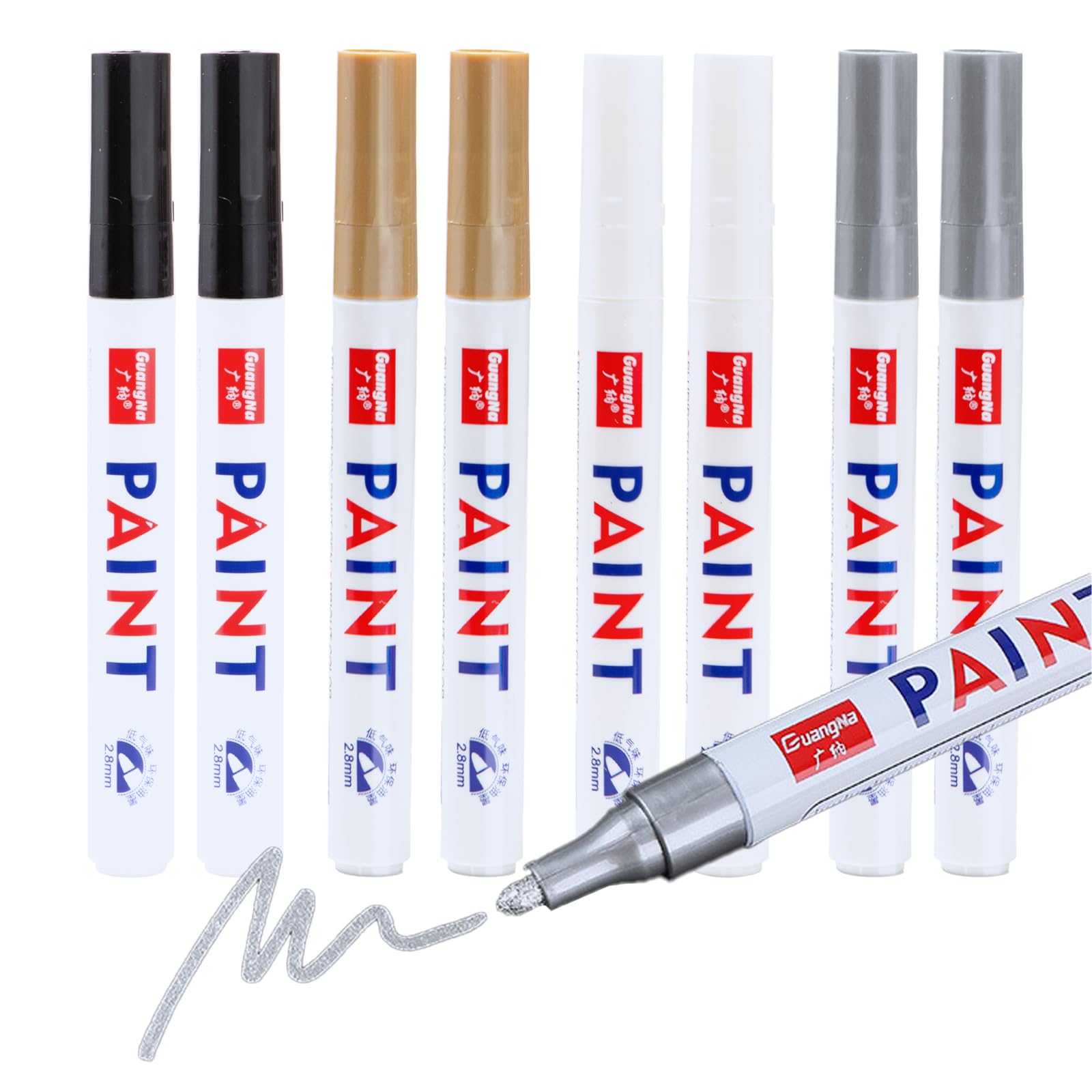 8 Pièces Marqueur Indélébile Pointe Fine, Marqueur Permanent Pointe Fine Feutre Permanent Pointe Fine De 30 Mm Marqueur Pointe Longue Pour Bois Metal Bricolage Outillage Bleu Rouge Noir 85641040