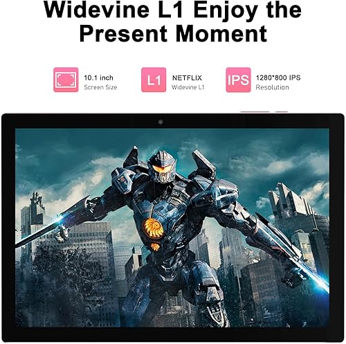 Android 15 Tablet, 10 inch 2 in 1 Tablets with Keyboard, 18GB RAM 128GB ROM 2TB Expand, Quad-Core 2.0Ghz CPU, 5G WiFi 6, BT5.0, 1280x800 HD Touchscreen, 6000mAh, Widevine L1, GMS Tablet, Navy(Pink)
