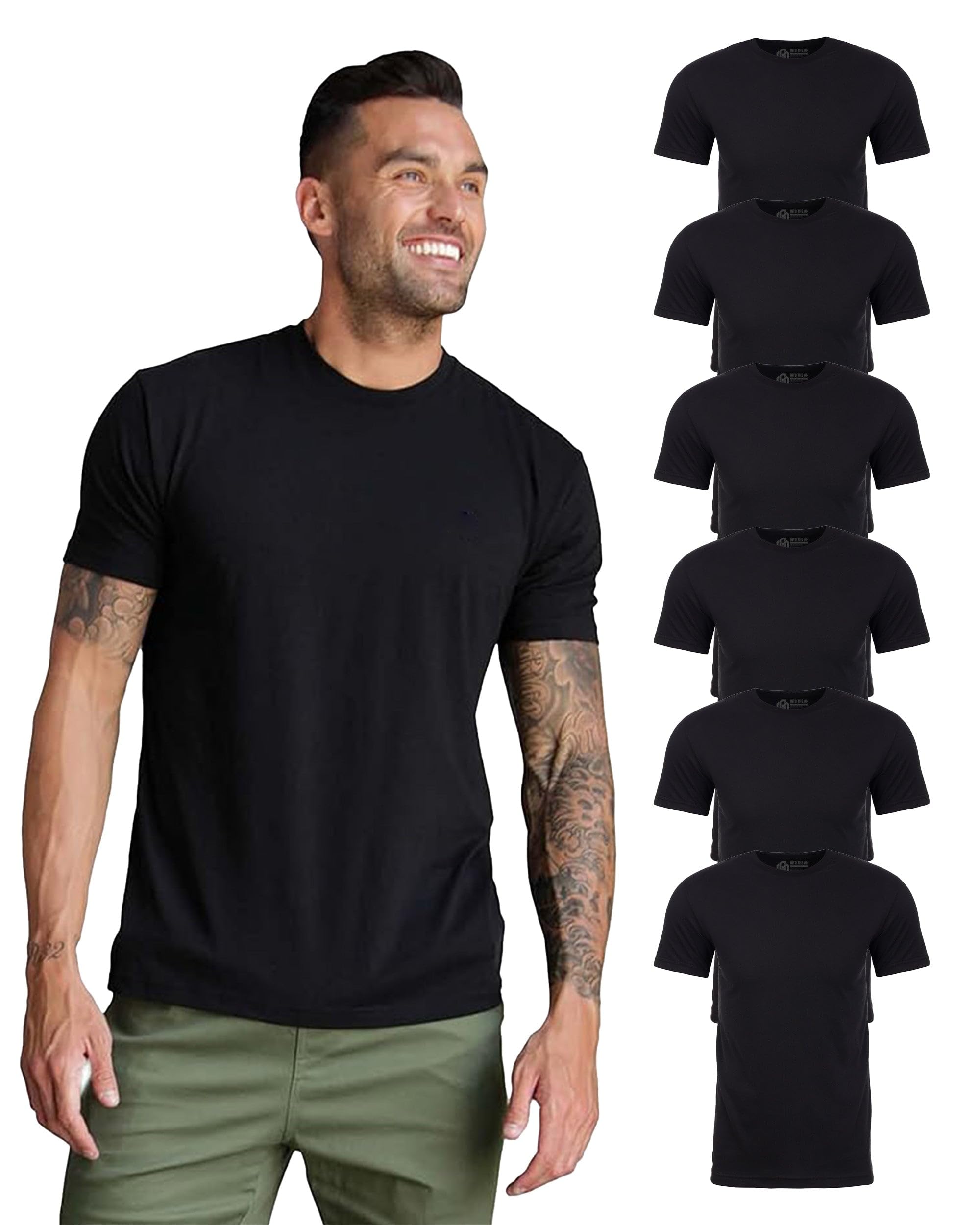 INTO THE AM Mens T Shirt - Short Sleeve Crew Neck Soft Fitted Tees S - 4XL Fresh Classic Tshirts