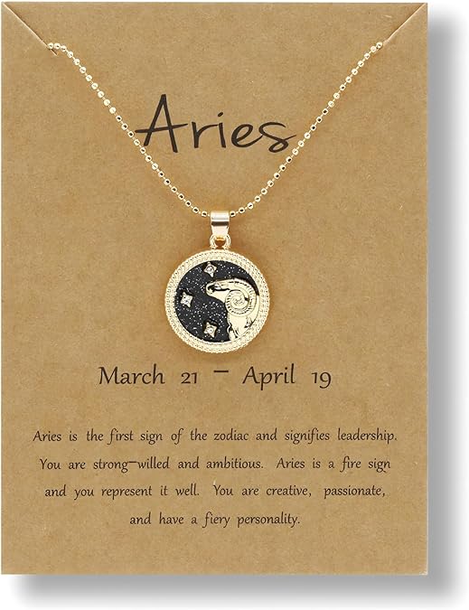 12 Zodiac Constellation Necklace Gold Round Disc Coin Pendant Necklaces Horoscope Astrology Necklaces for Anniversary Birthday