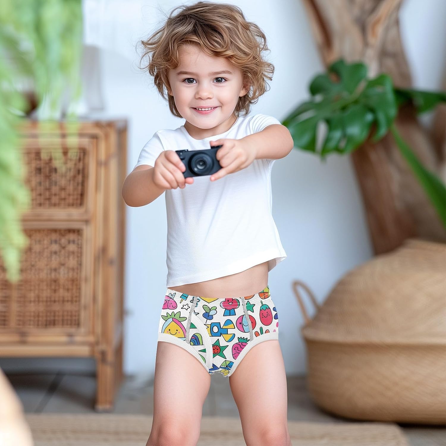 visesunny Graffiti Symbol Design Boys Underwear Cotton Printed Toddler Soft Training Briefs Size 2T-8Y for Kids