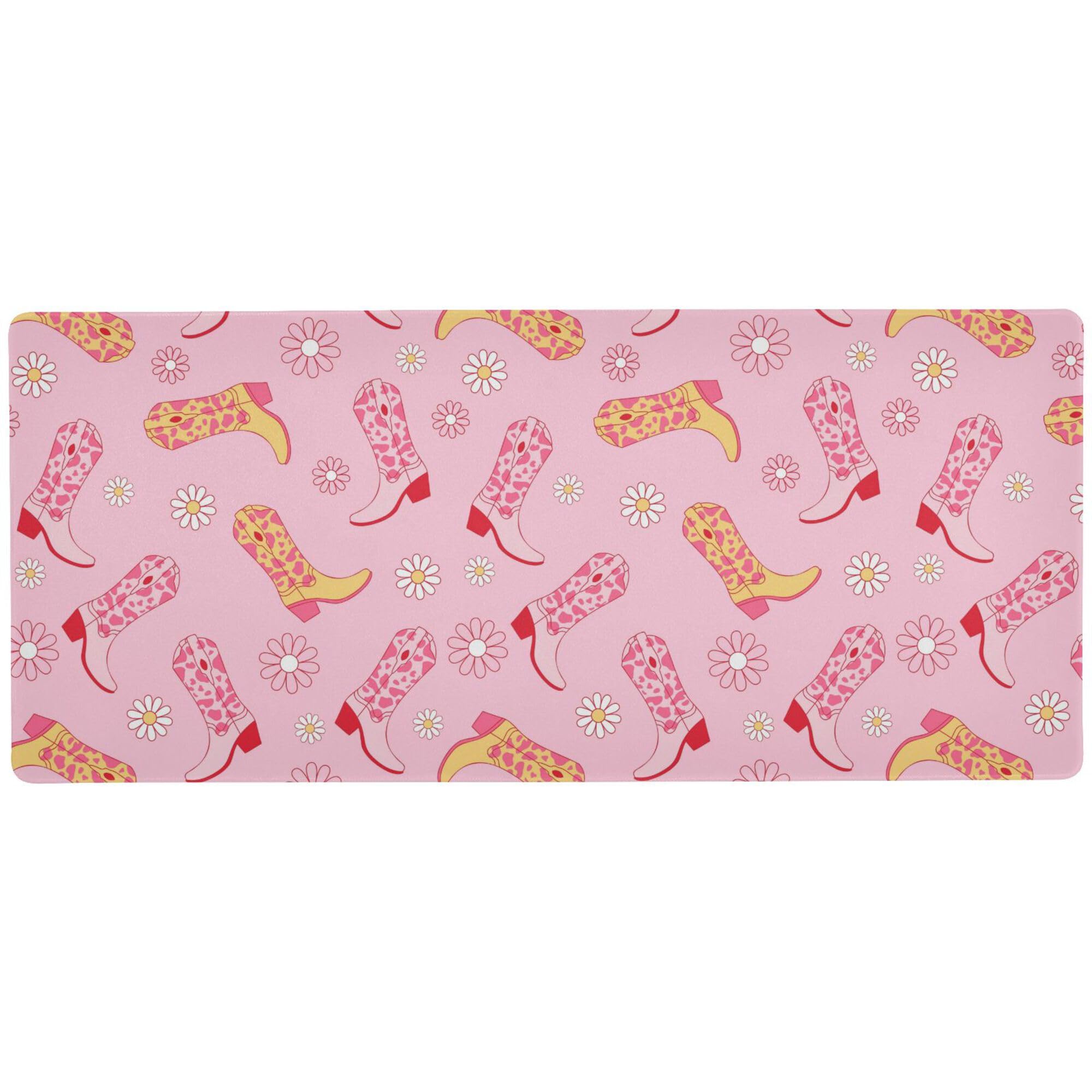 Glaphy Western Cowgirl Boots and Flowers Gaming Mouse Pad Large Mousepad Extended Computer Keyboard Desk Pad Non-Slip Desk Mats for Work Game Home