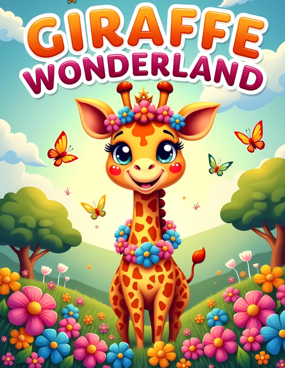Giraffe Wonderland: Cute Safari Coloring Book for Kids Ages 4–8 | Fun Giraffe Adventures and Easy Coloring Pages