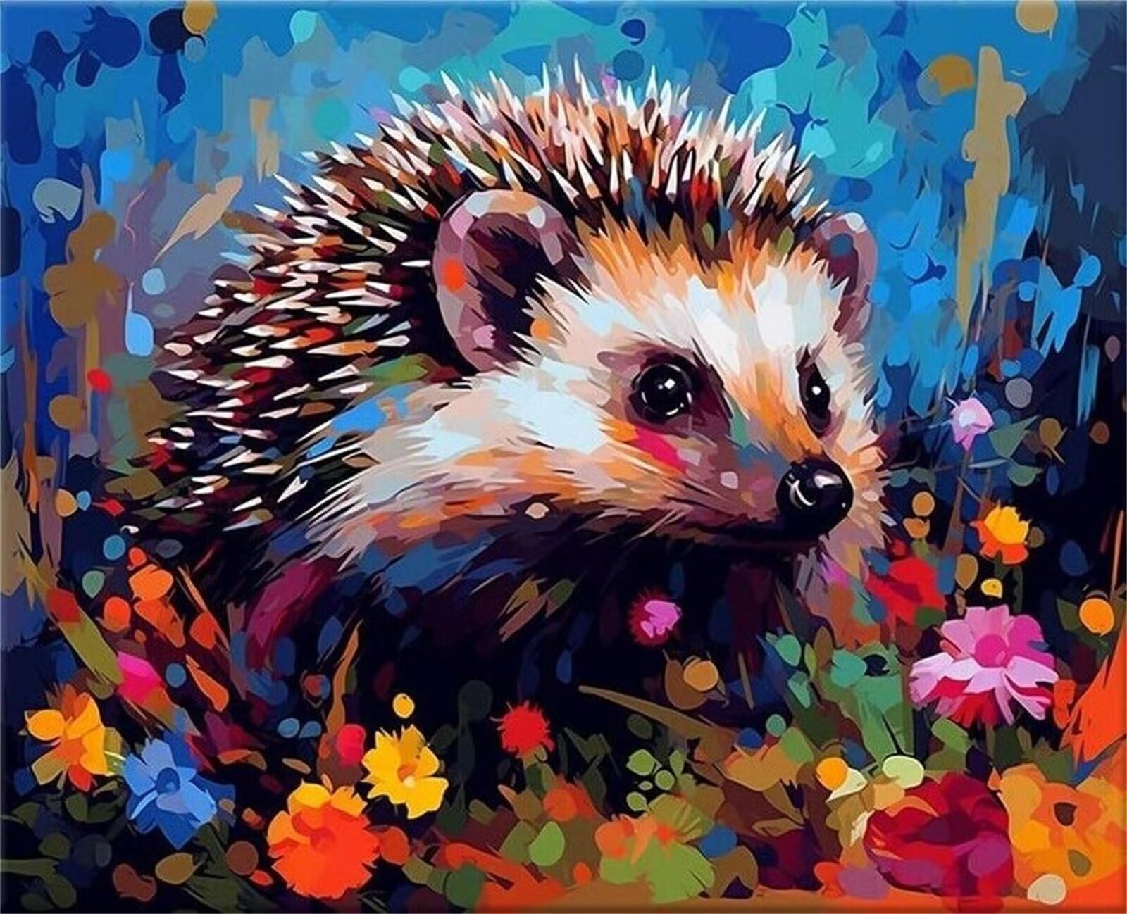 Dipingere con i Numeri per Adulti,Fiore animale riccio Pittura a Olio DIY Kit di Pittura Acrilica di Numeri per Principiante,Painting by Numbers per Bambini Casa Decor Regalo con Telaio,60x75cm