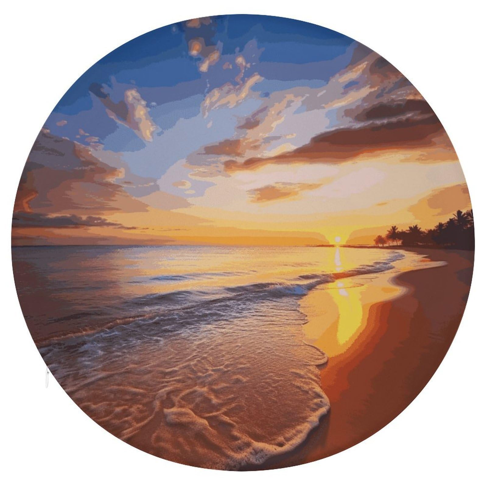 Wsoihfec Style Sunrise On The Beach Seat Cushion Round Chair Pad
