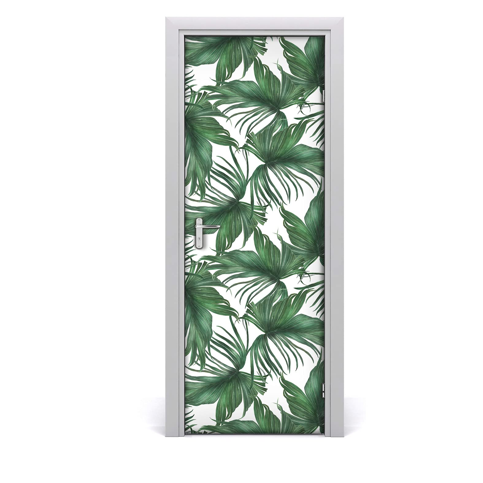 Papier peint sur la porte de Coloray à motif feuilles de palme 85x200cm