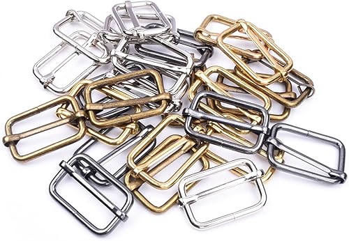 Miniatura 7 de CooBigo Paquete de 25 hebillas deslizantes Tri Glide Ajustador de correa de 1-14 pulgadas, deslizadores ajustables de metal para hacer bolsas,