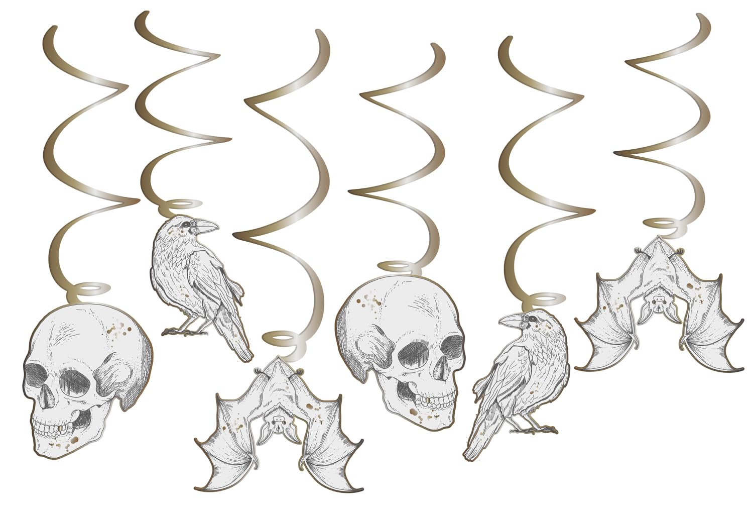 Folat 23892 Halloween DecorationHanging Decoration-Creepy Curiosities-6 Pieces, White