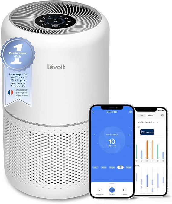 Levoit Purificateur d'Air Intelligent Core 300S HEPA H13 Connecté Wi-Fi et Alexa CADR 240 m³/h