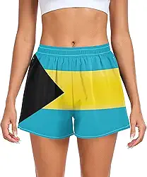 Joisal Roupas femininas shorts de corrida roupas shorts atléticos de treino com bolsos cintura alta bandeira mundial feminina, pequeno