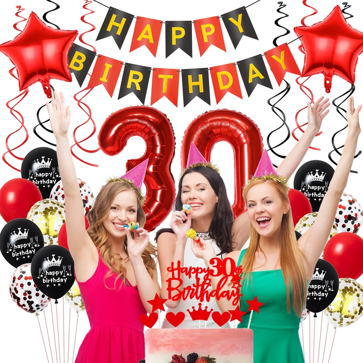 Sfondo Rosa E Nero Con Palloncini Di Compleanno Doro - Immagini