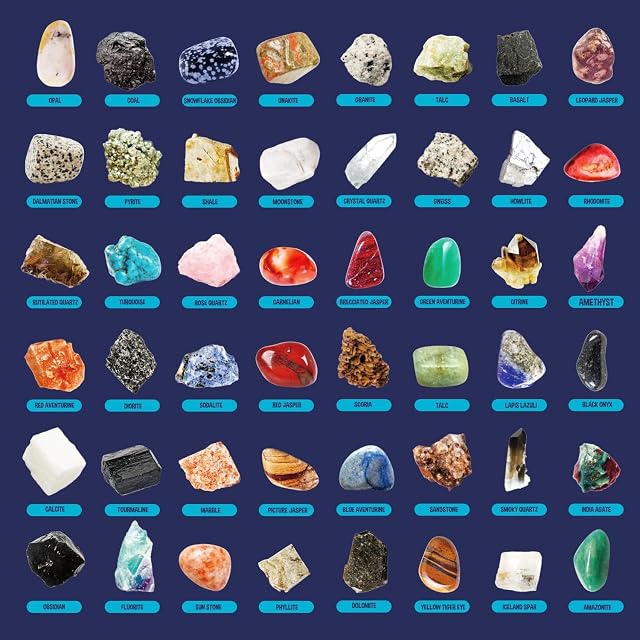 Foto 6 de 8 de Dr. Daz Gem Collection - Kit de 48 piezas de minerales de roca para niños con hoja de identificación…