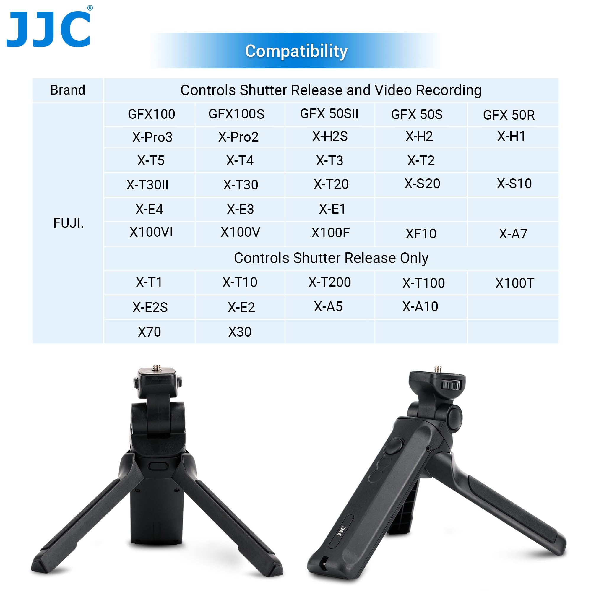 Poignée De Prise De Vue/télécommande JJC Pour Fujifilm - Mini Trépied Intégré - Compatible X-H2S, X-T4, X-S10, X100V…