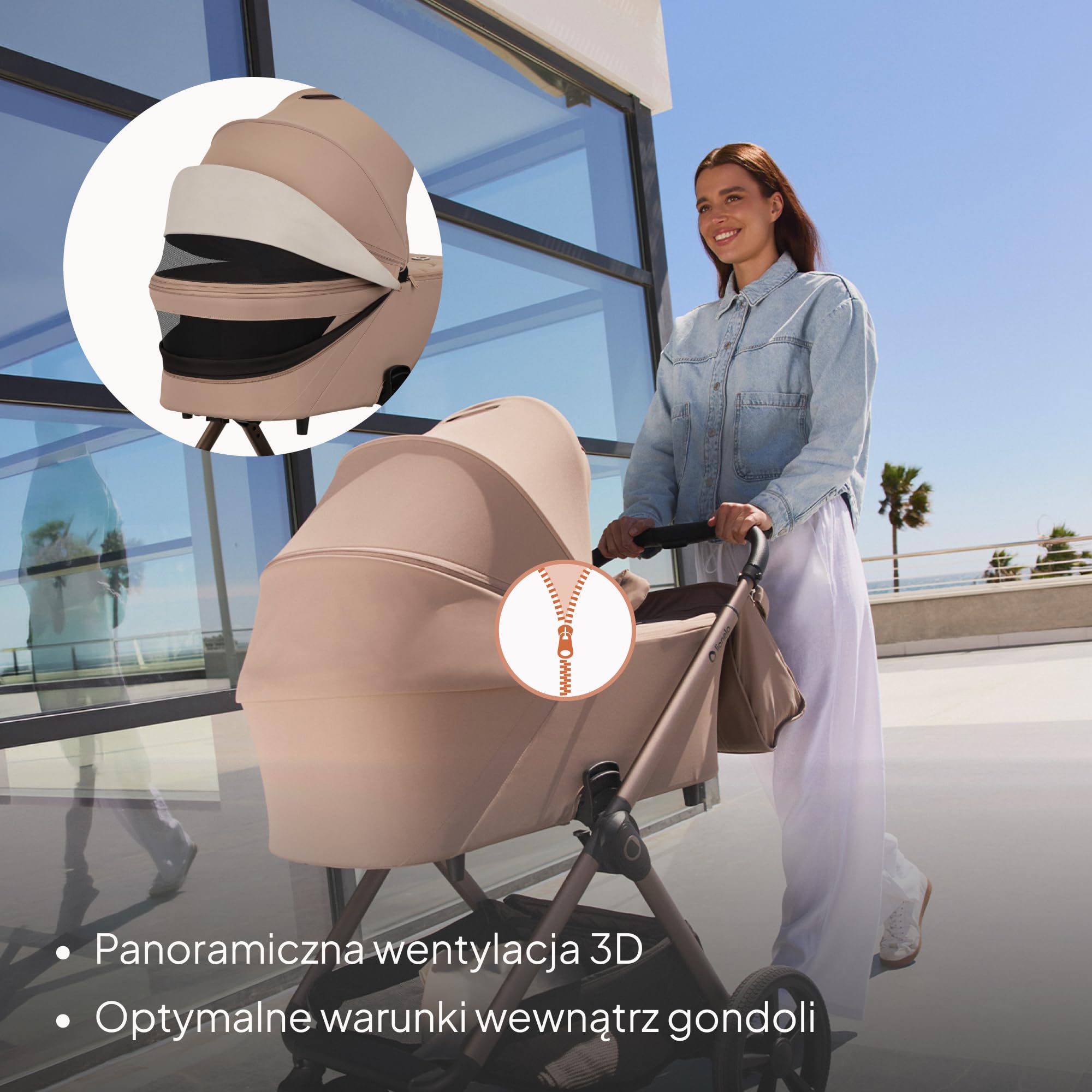 LIONELO Carmine Wózek dziecięcy 2 w 1, wózek dziecięcy kombi od urodzenia do 4 lat, do 22 kg, gondola dla niemowląt i wózek spacerowy, koła GravelTech, zawieszenie, osłona UPF50+, wentylacja