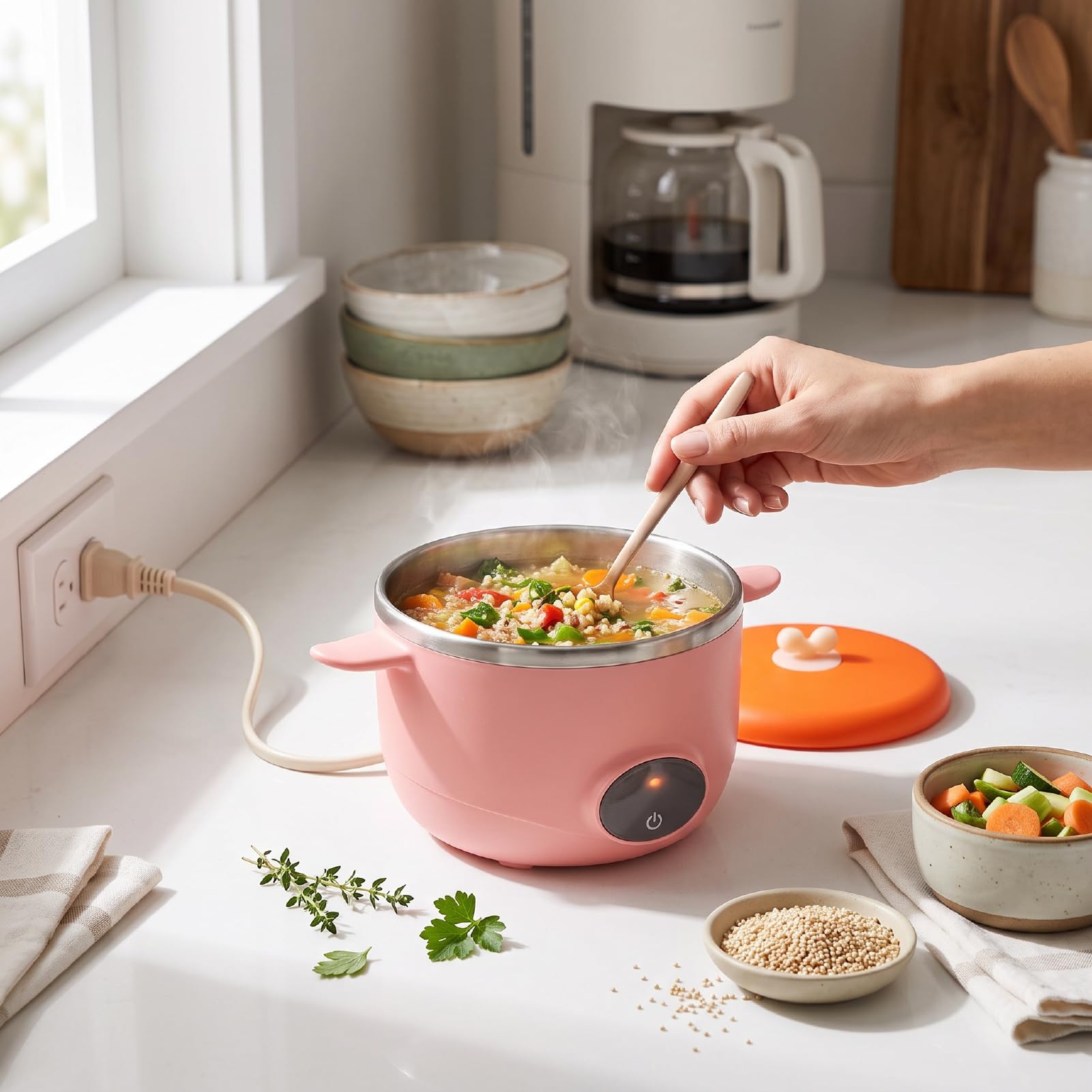 Luocute Boîte à Lunch électrique Sûre avec 3 Réglages de Température (PINK)