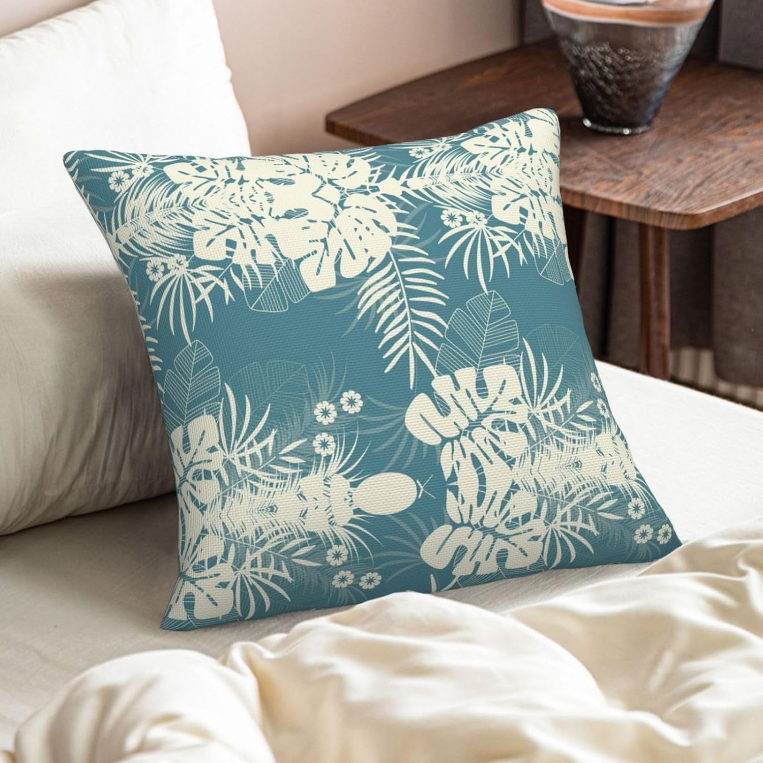 Luxury Cute Leaves Imitation Linen Pillowcase -2 Sets, Fashionable Home Decoration, Used for Sofas, Gardens, beds