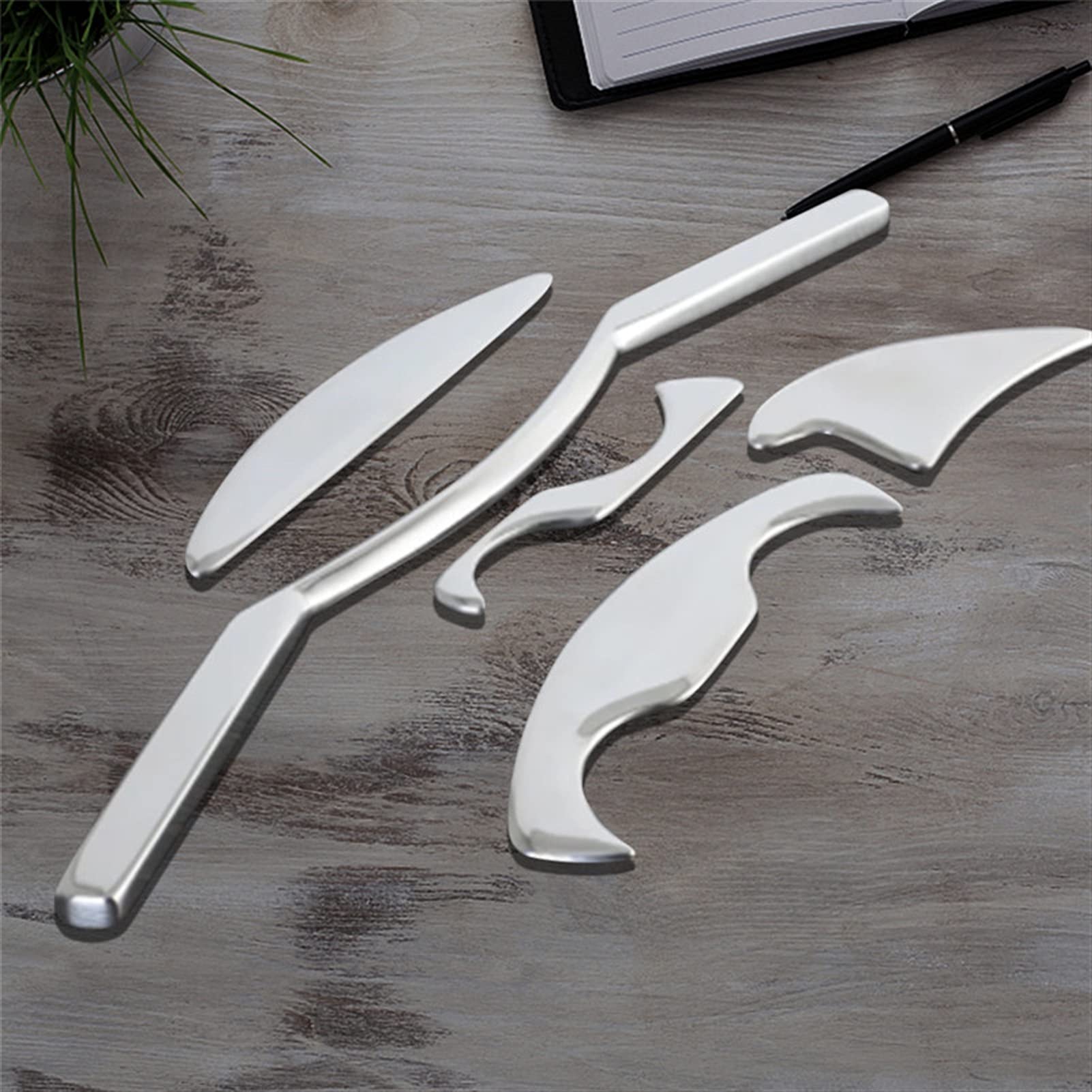 Acero inoxidable Gua Sha Sha Board herramientas de masaje Masaje de tejido profundo Fascia Recuperación Muscle Mssager Guasha Tablero de raspado Gua Sha Sha Scaper usado para espalda, piernas, brazos,