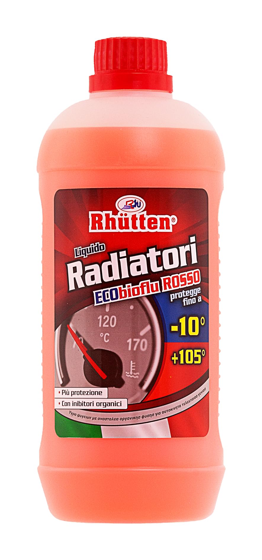 Liquido Radiatori Permanente, Colore Rosso, Protezione Alluminio, Antigelo fino -10°C, Additivi Organici, 1L