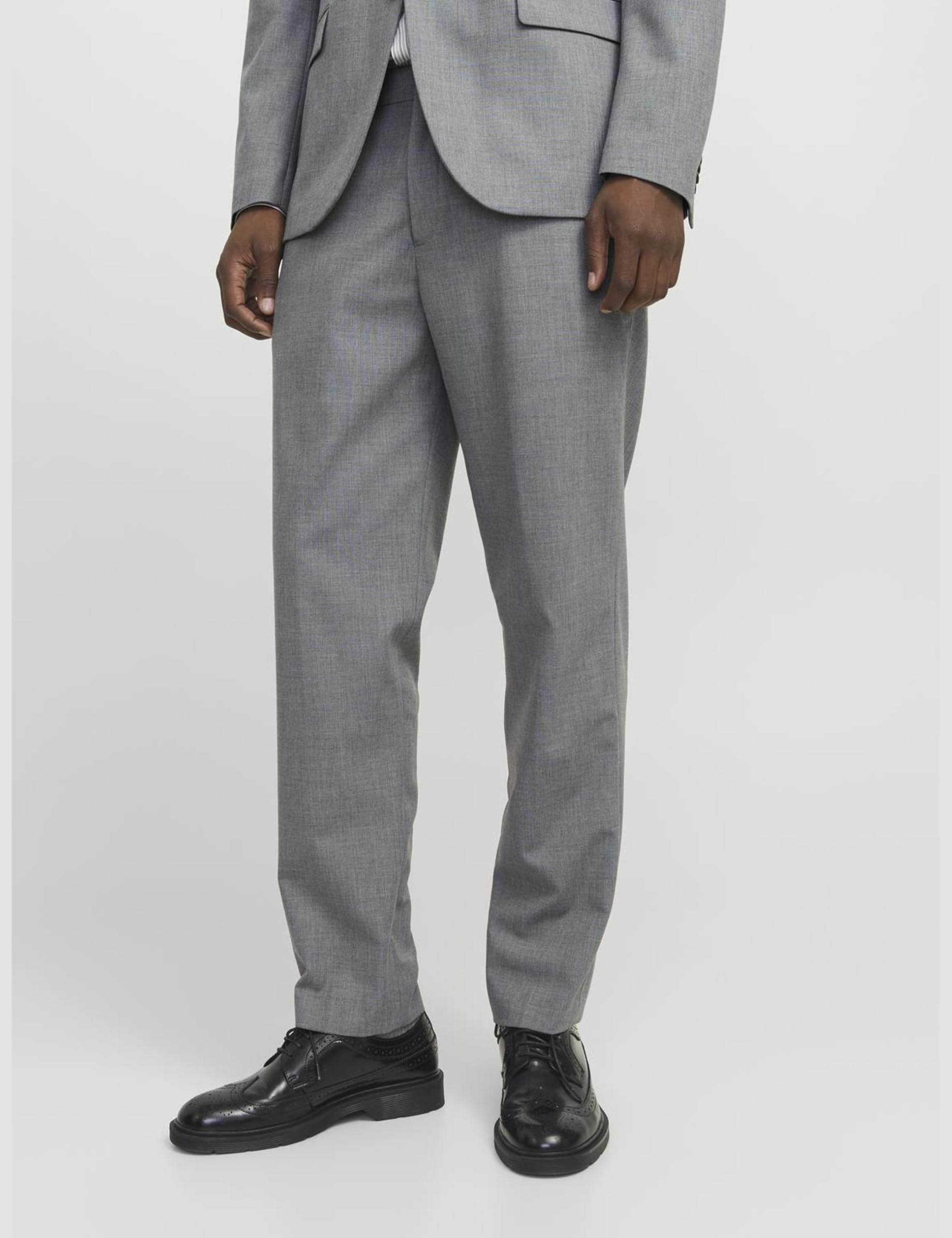 JACK & JONES Pantalones de Traje para Hombre JPRTHEO Regular Fit Pantalones de Traje, Gris Claro Jaspeado/Ajuste: Ajuste Regular, 48