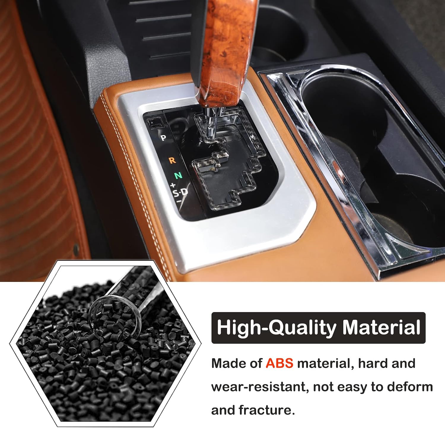 Car Central Control Gear Shift Panel Trim Cover Fit Toyot@ Tundra 2014-2021 Center Console Gear Track Decorative Frame Gear Shifter Console Anti-Scratch Frame Protection Cover ABS Interior Accessories