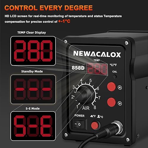 Miniatura 6 de Estación de retrabajo de aire caliente a 9320F con pistola de aire caliente estación de desoldadura ajustable de flujo de aire para herramienta de